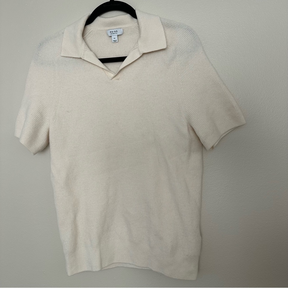 Reiss wool sweater ribbed short sleeve polo